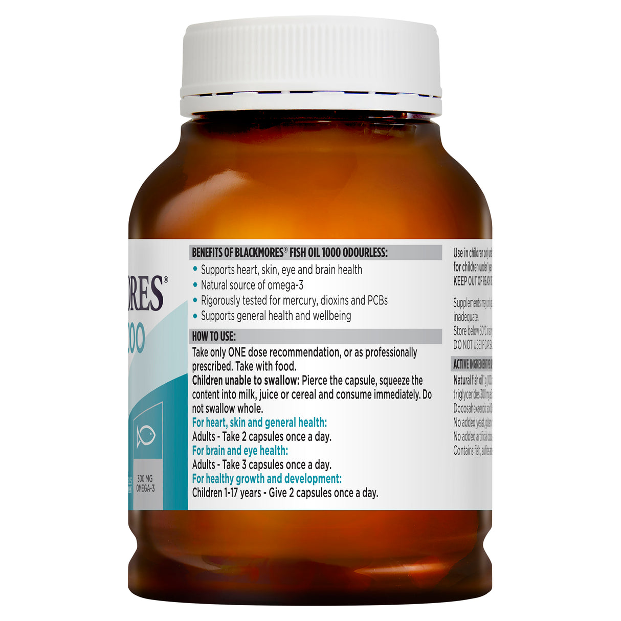 Blackmores Fish Oil 1000 Odourless Amber Tub 400s