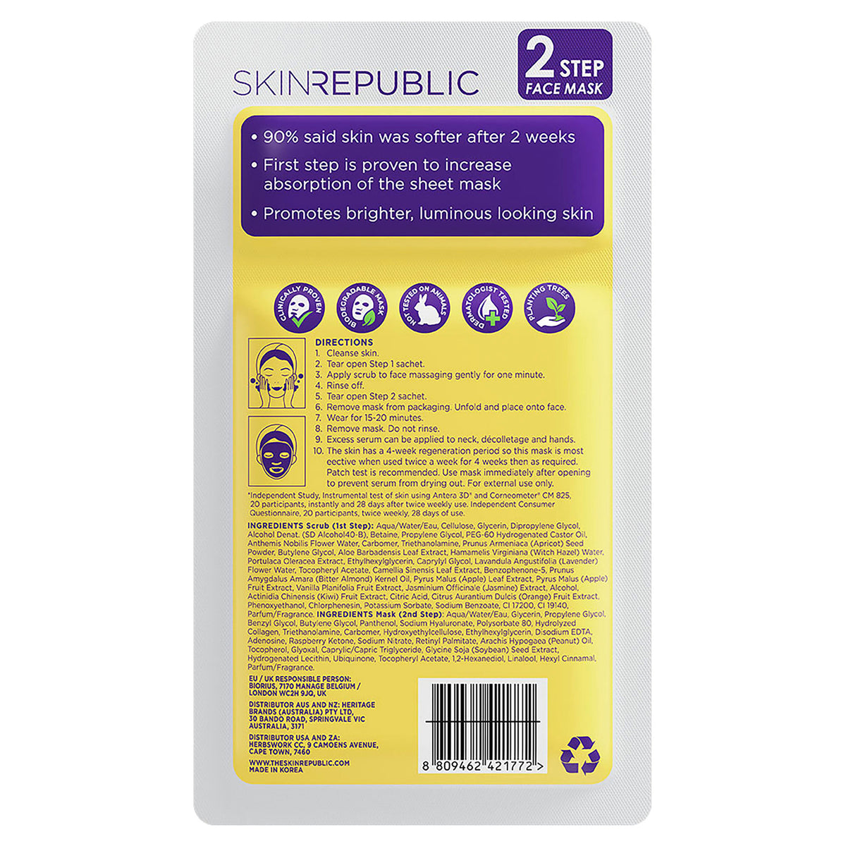 Skin Republic 2 Step Hyaluronic Acid Collagen Mask