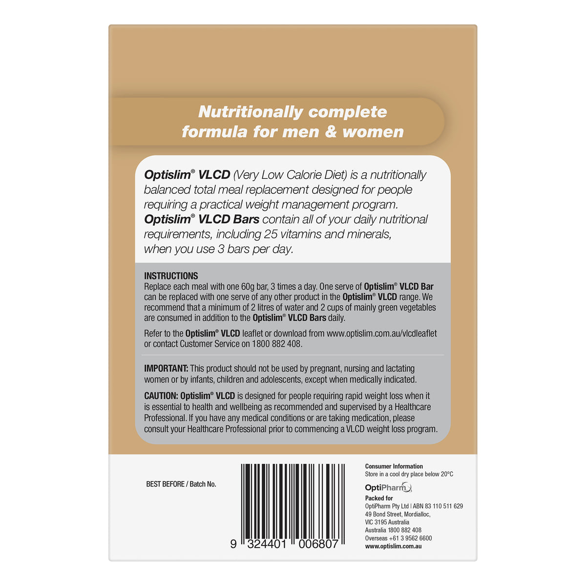 Optislim VLCD CappCrnch Bar 60g 5pk