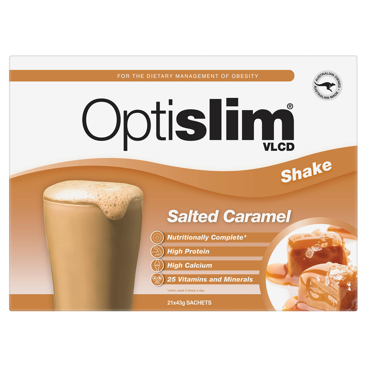 Optislim VLCD Low Calorie Diet Shake Salted Caramel 21x40g