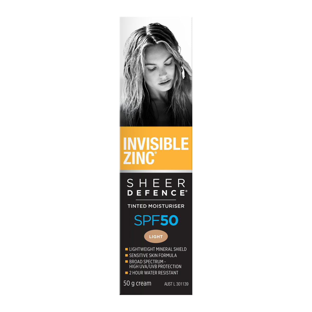 Invisible Zinc Sheer Defence Tinted Moisturiser SPF 50 Light 50 g