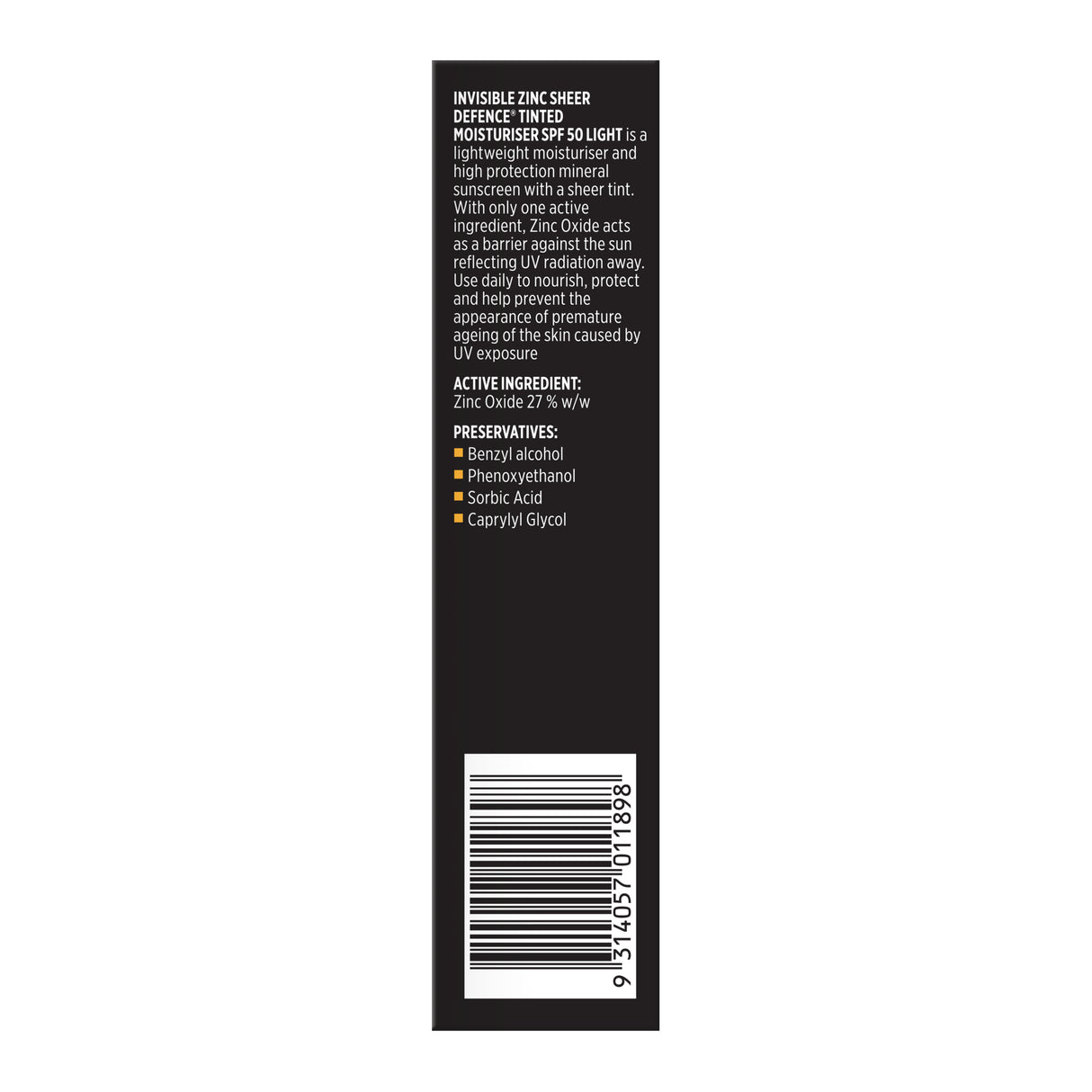 Invisible Zinc Sheer Defence Tinted Moisturiser SPF 50 Light 50 g
