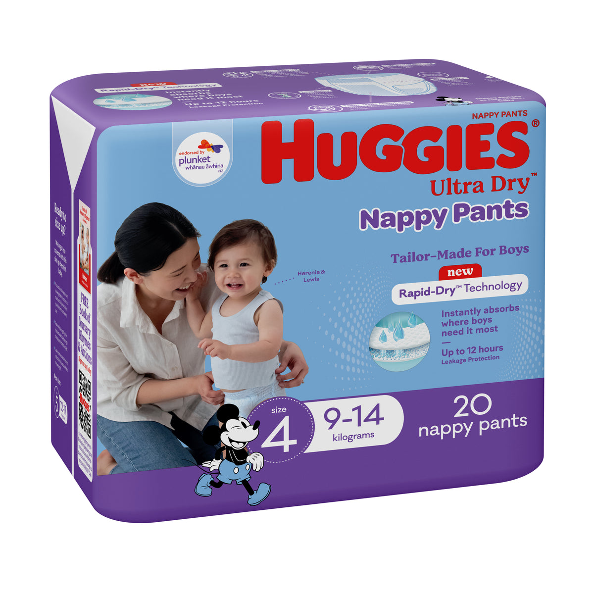 Huggies Ultra Dry Nappy Pants Boys Size 4 (9-14kg) 20 Pack