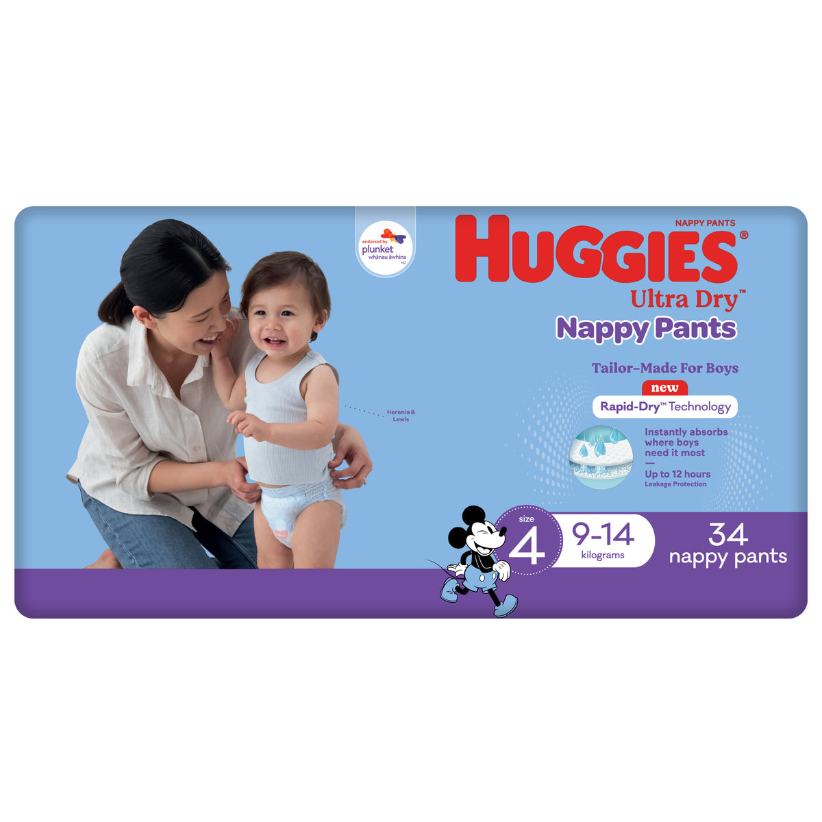 Huggies Nappy Pants Ultra Dry Size 4 Boy 34 Pack