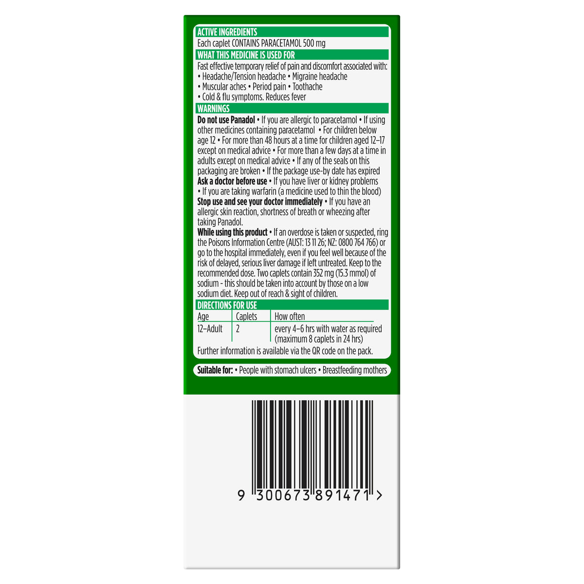 PANADOL Rapid Caplets 500mg 16pk
