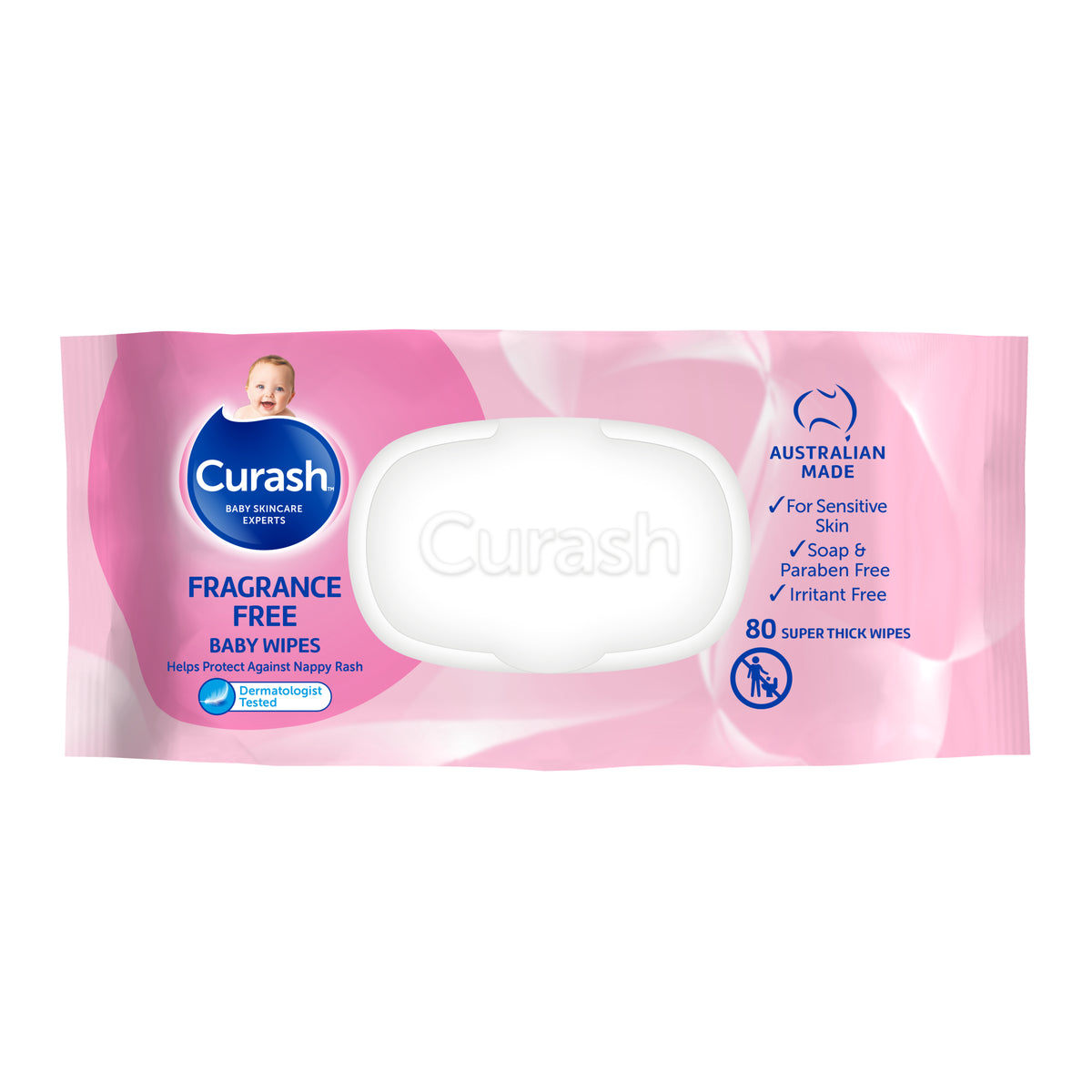 Curash Fragrance Free Baby Wipes 80