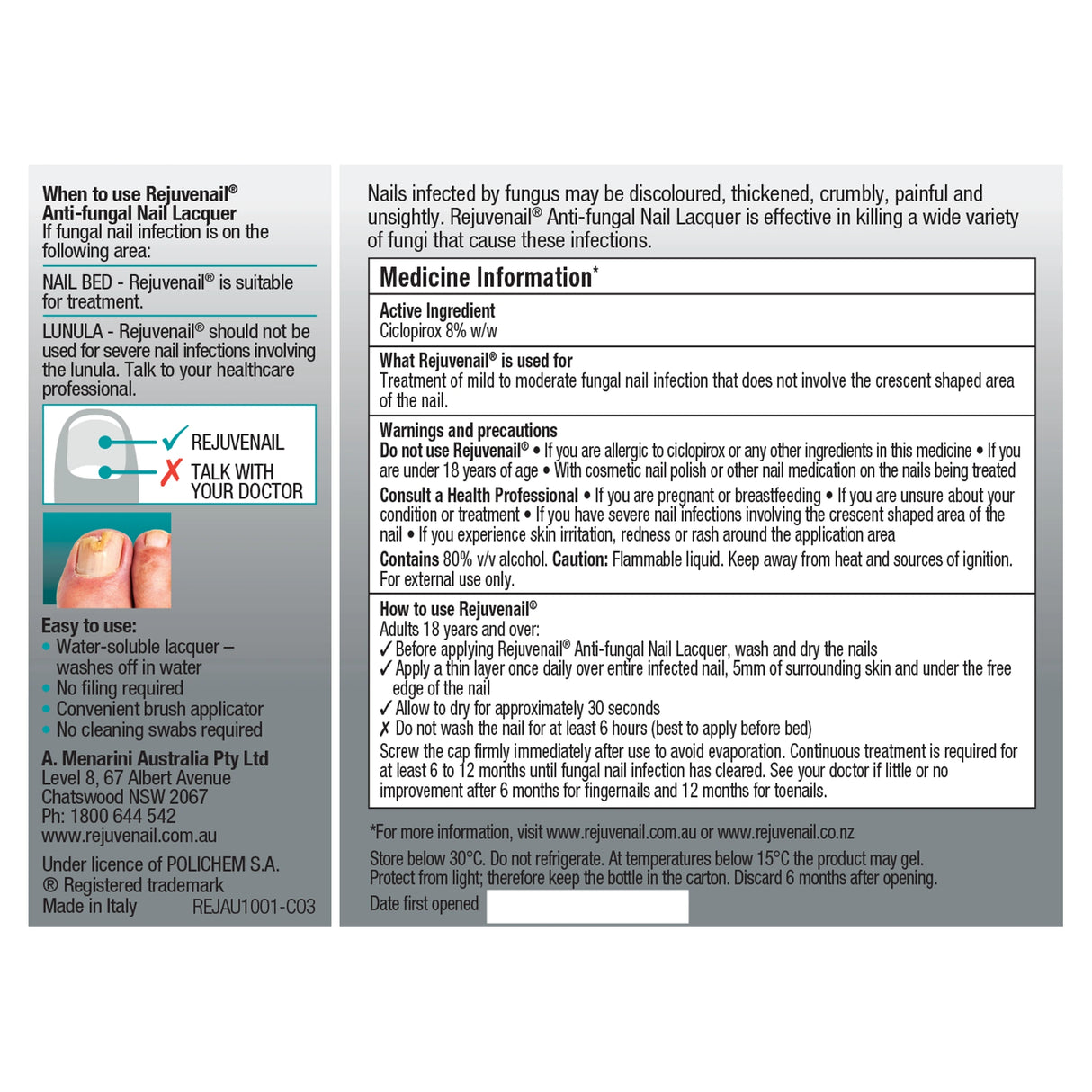 Rejuvenail Anti-Fungal Nail Treatrment Laquer 6.6ml
