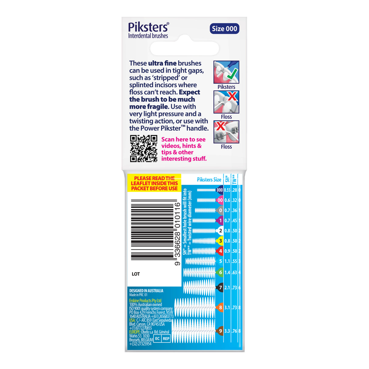 Piksters Interdental Brushes INTRDNTL NAVY SZ 000 PK 10
