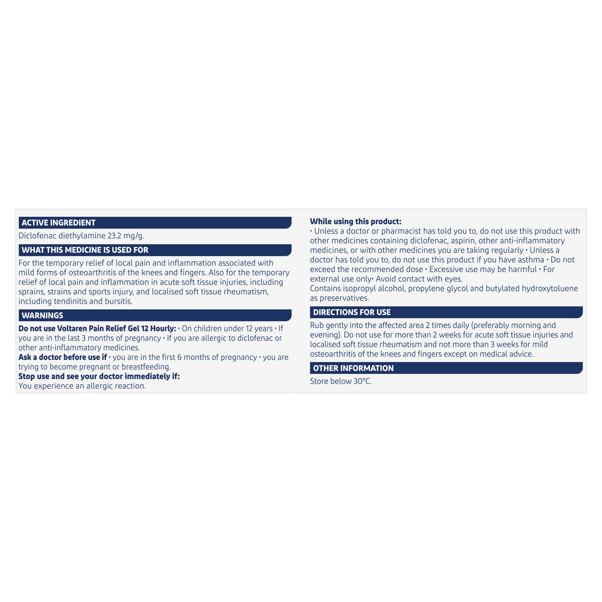 Voltaren Osteo Gel 12 Hourly 100g