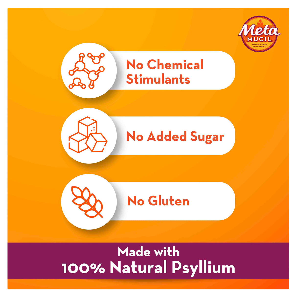 Metamucil Multi-Health Fibre with 100% Psyllium Natural Psyllium Natural Granular 72D