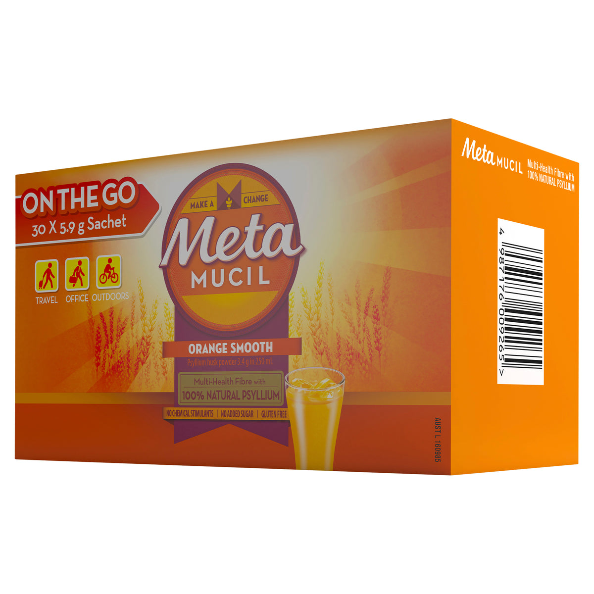 Metamucil Multi-Health Fibre with 100% Psyllium Natural Psyllium Orange Smooth 30D