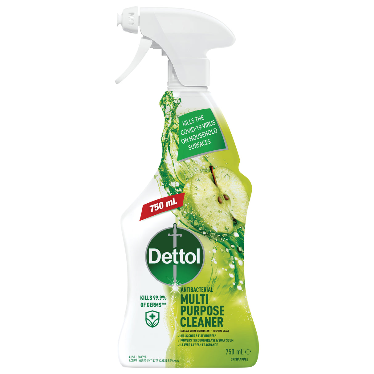 Dettol Antibacterial Multipurpose Cleaner Surface Spray Disinfectant Crisp Apple 750mL