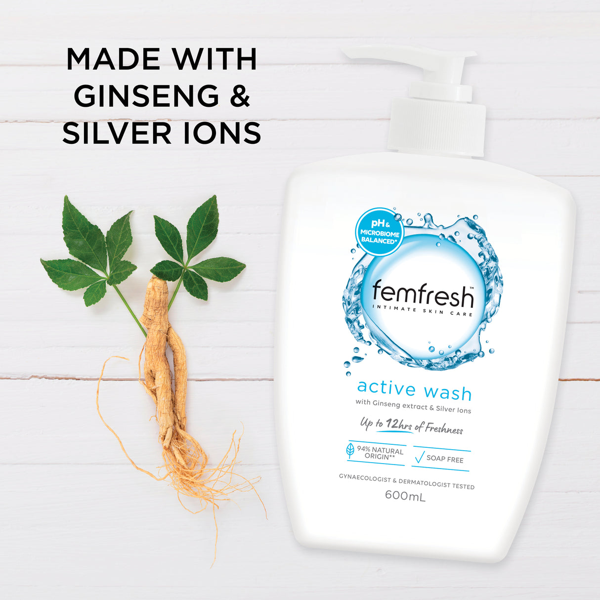 Femfresh Deodorising Active Wash 600ml