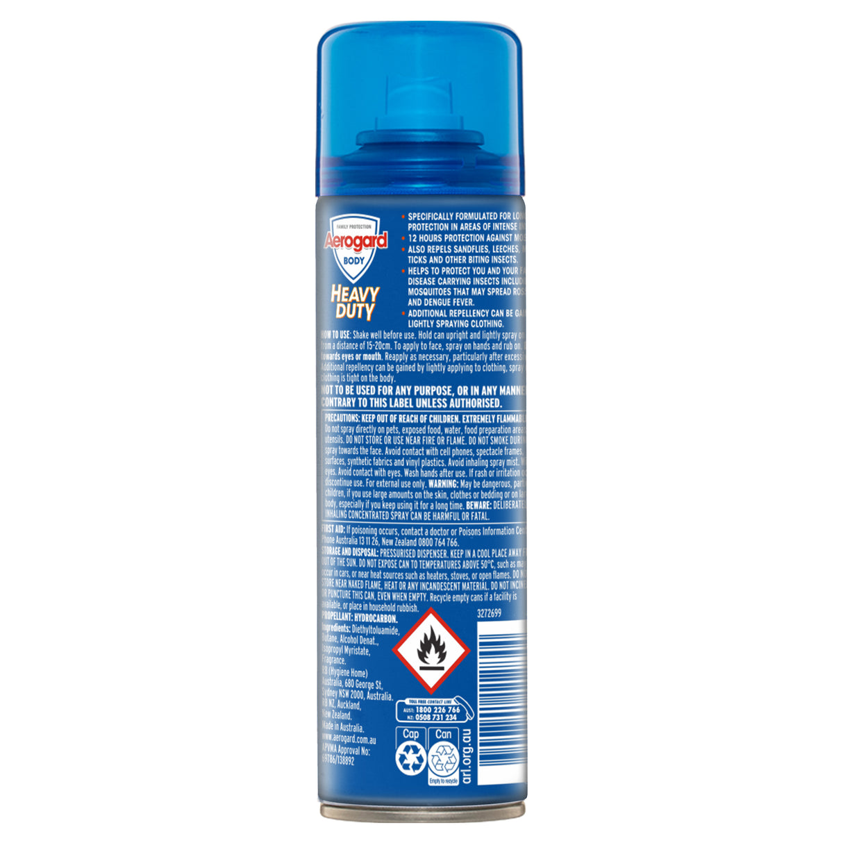 Aerogard Heavy Duty 40% Deet Insect Repellent Aerosol Spray 150