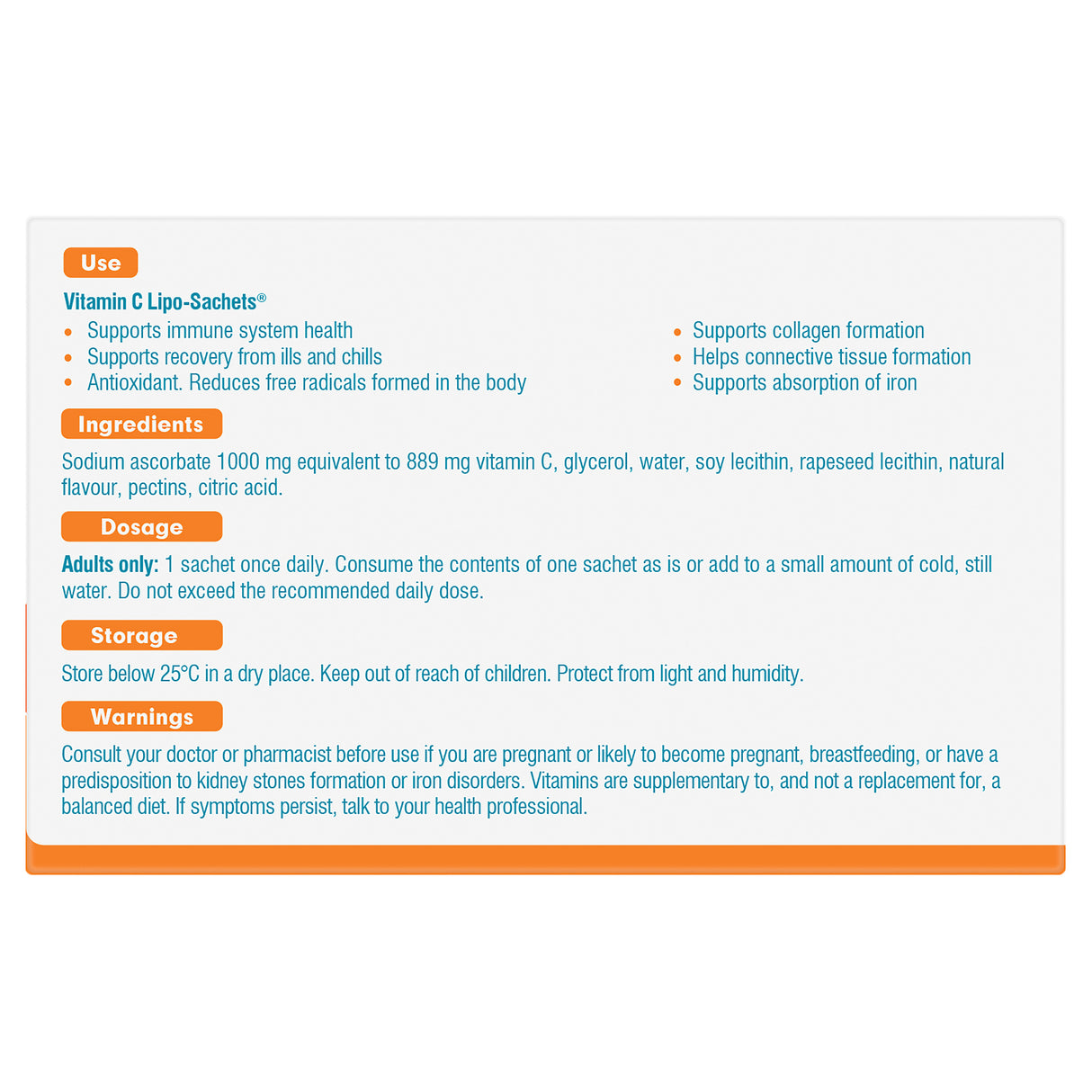 Liposomal Vitamin C Supplement Sachets Original Flavour 30x5g