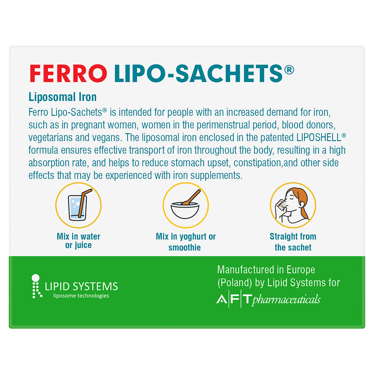 Lipo-Sachets Ferro Strawberry Flavour 30pk