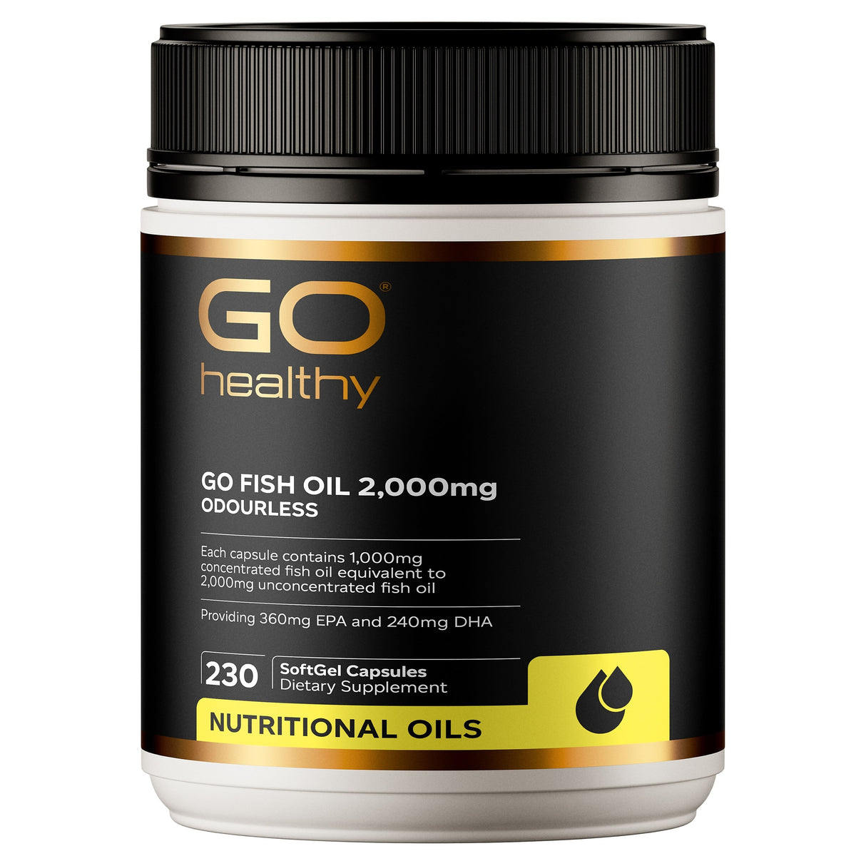 GO Healthy GO Fish Oil Supplement 2,000mg Odourless 230 Caps