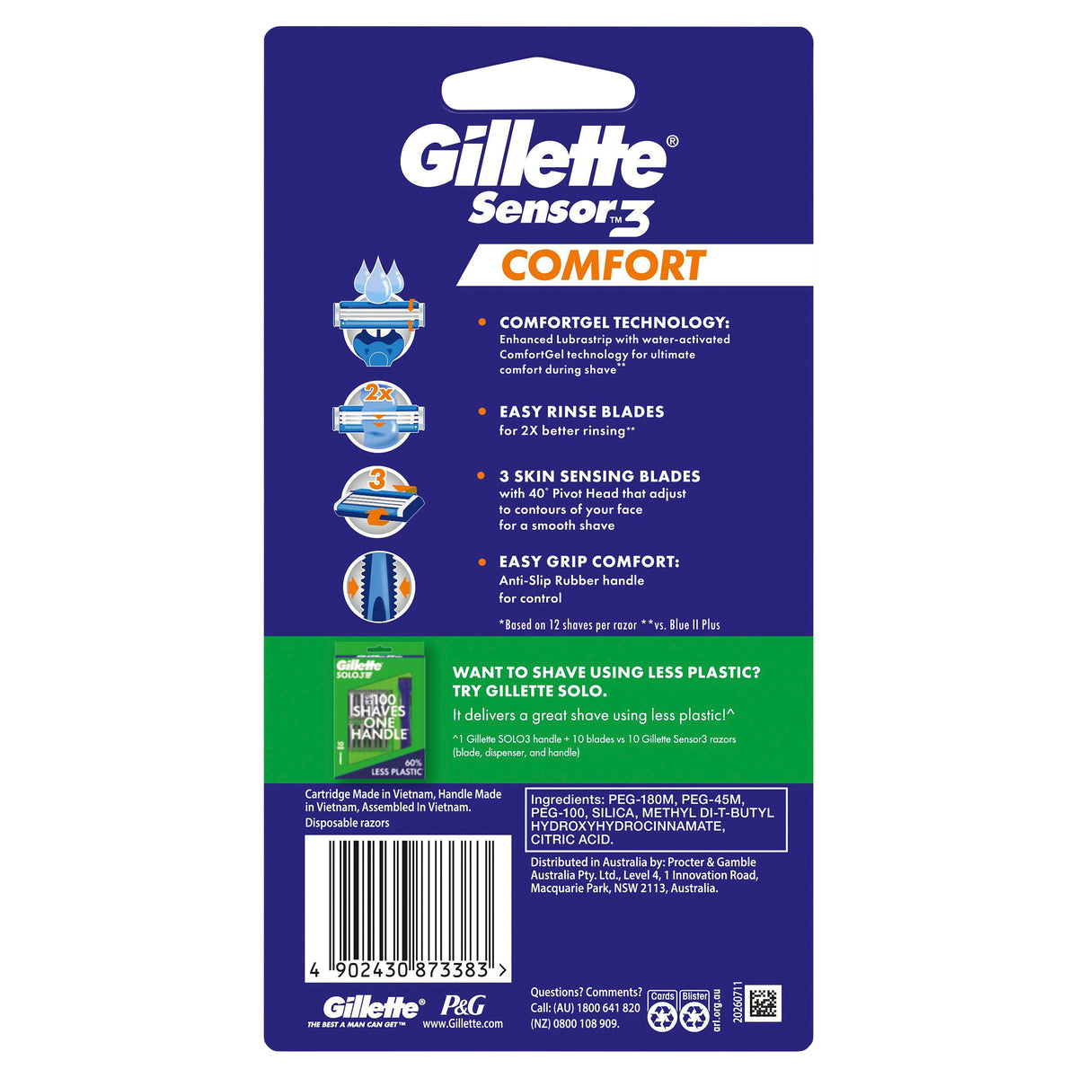 Gillette Sensor Comfort Disposible Razor 8pk
