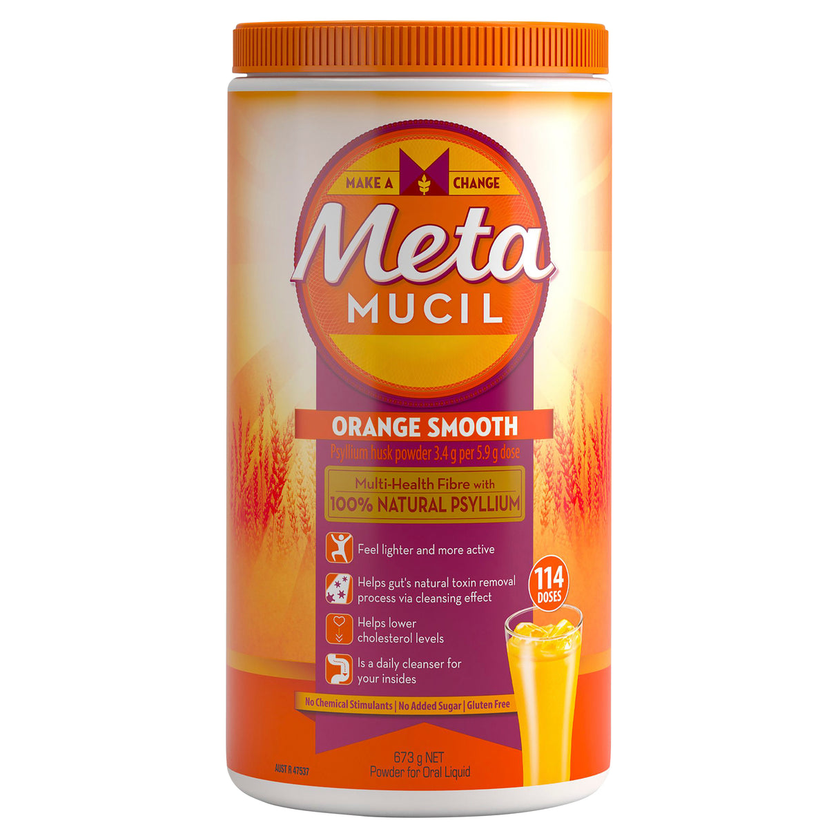 METAMUCIL Natural Fibre Supplement Smooth Orange Flavour 114 Dose