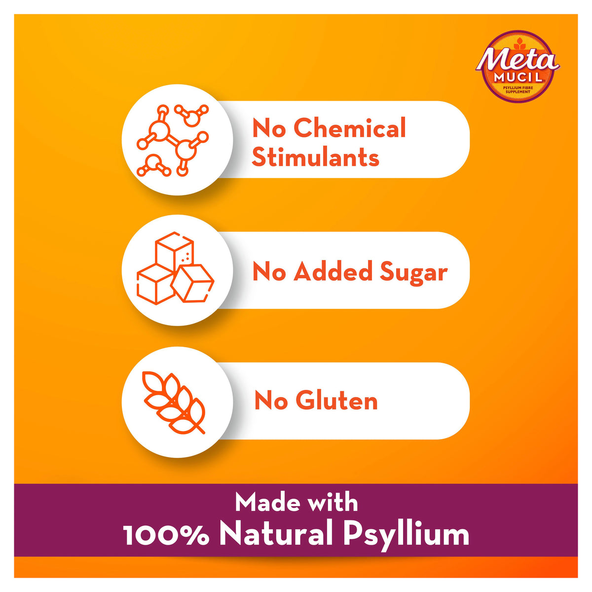METAMUCIL Natural Fibre Supplement Smooth Orange Flavour 114 Dose