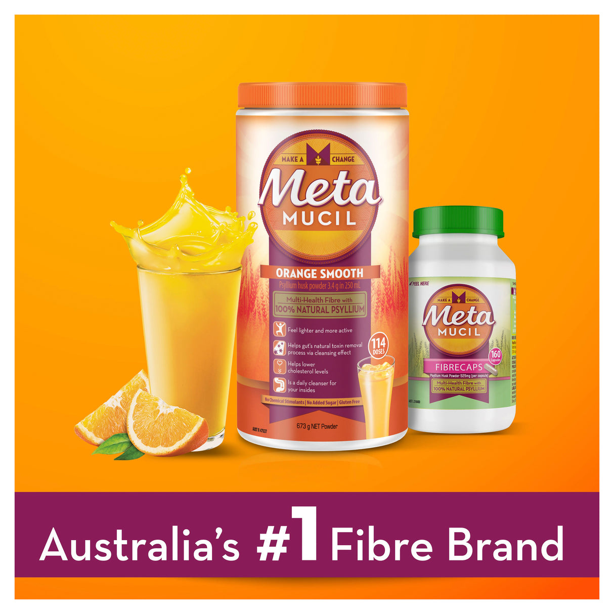 METAMUCIL Natural Fibre Supplement Smooth Orange Flavour 114 Dose
