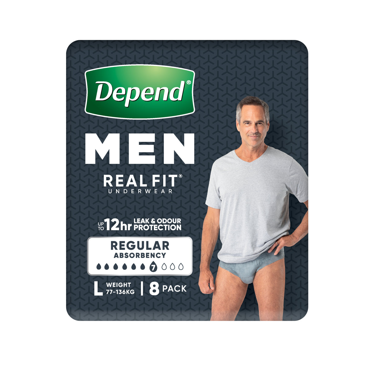 Depend Real Fit Incontinence Underwear Men Large 8 Pack