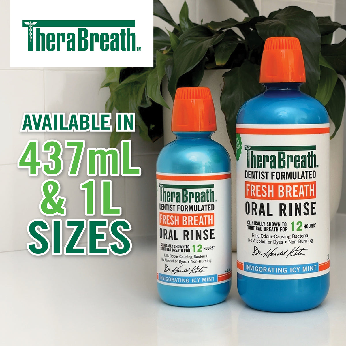 TheraBreath Oral Rinse Icy Mint 1l