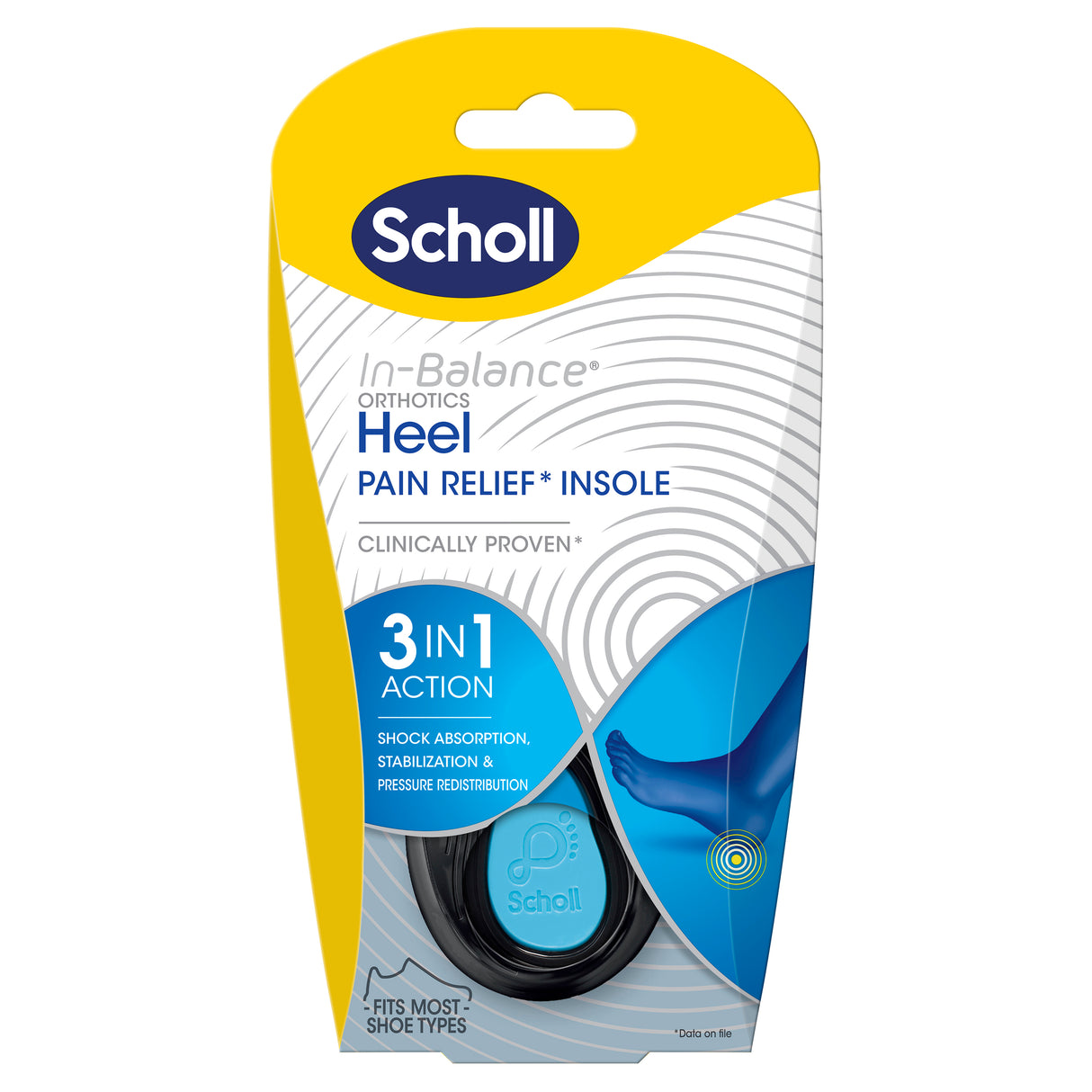 Scholl In-Balance Heel Orthotic Insole Medium Size 7 - 8.5