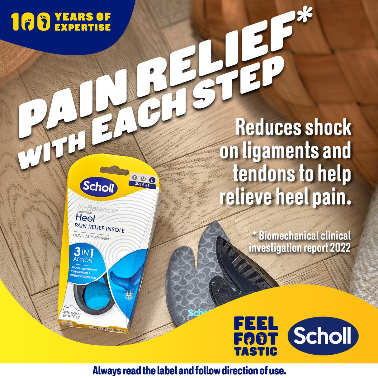 Scholl In-Balance Heel Orthotic Insole Medium Size 7 - 8.5