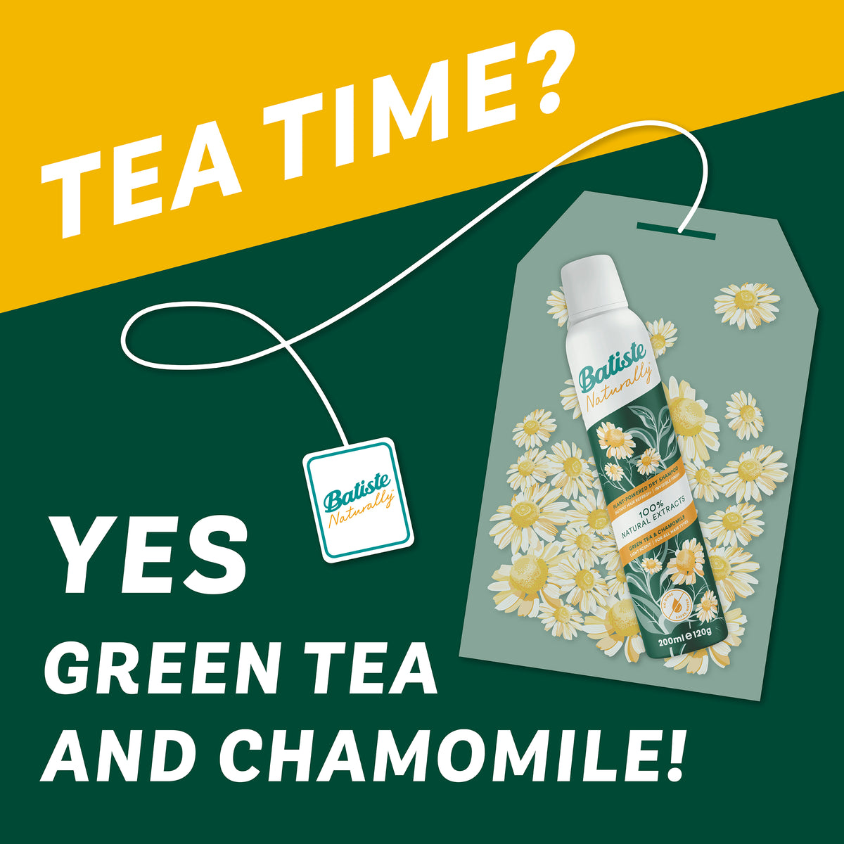 Batiste Dry Shampoo Green Tea & Chamomile 200ml