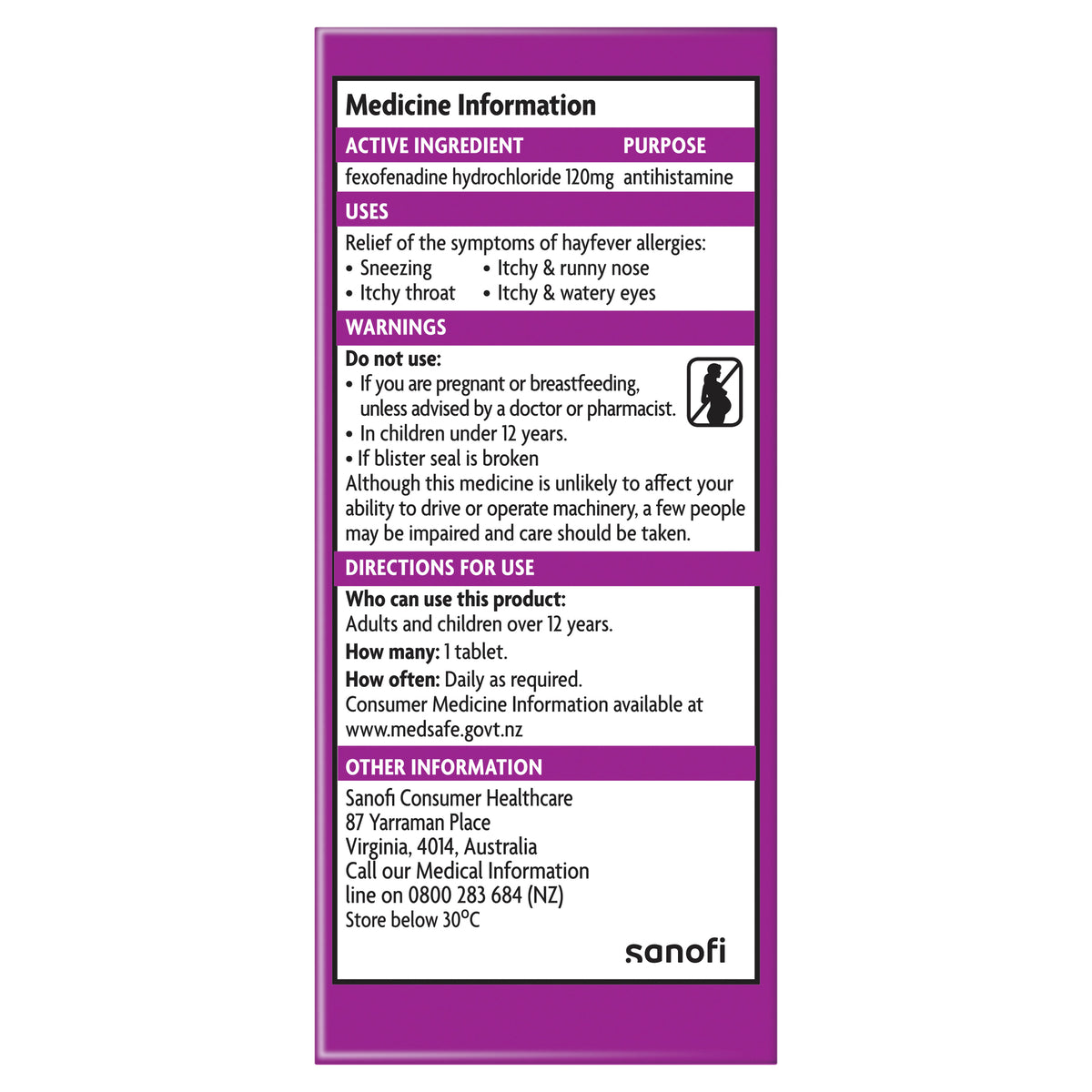 TELFAST Tablets 120mg 30s