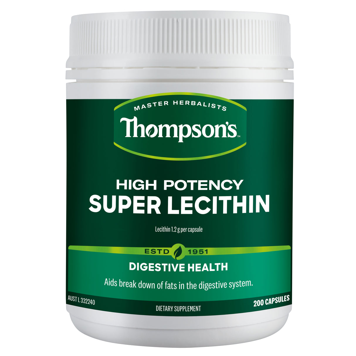 Thompson's High Potency Super LecithinDigestive Health Supplement 1200mg 200s