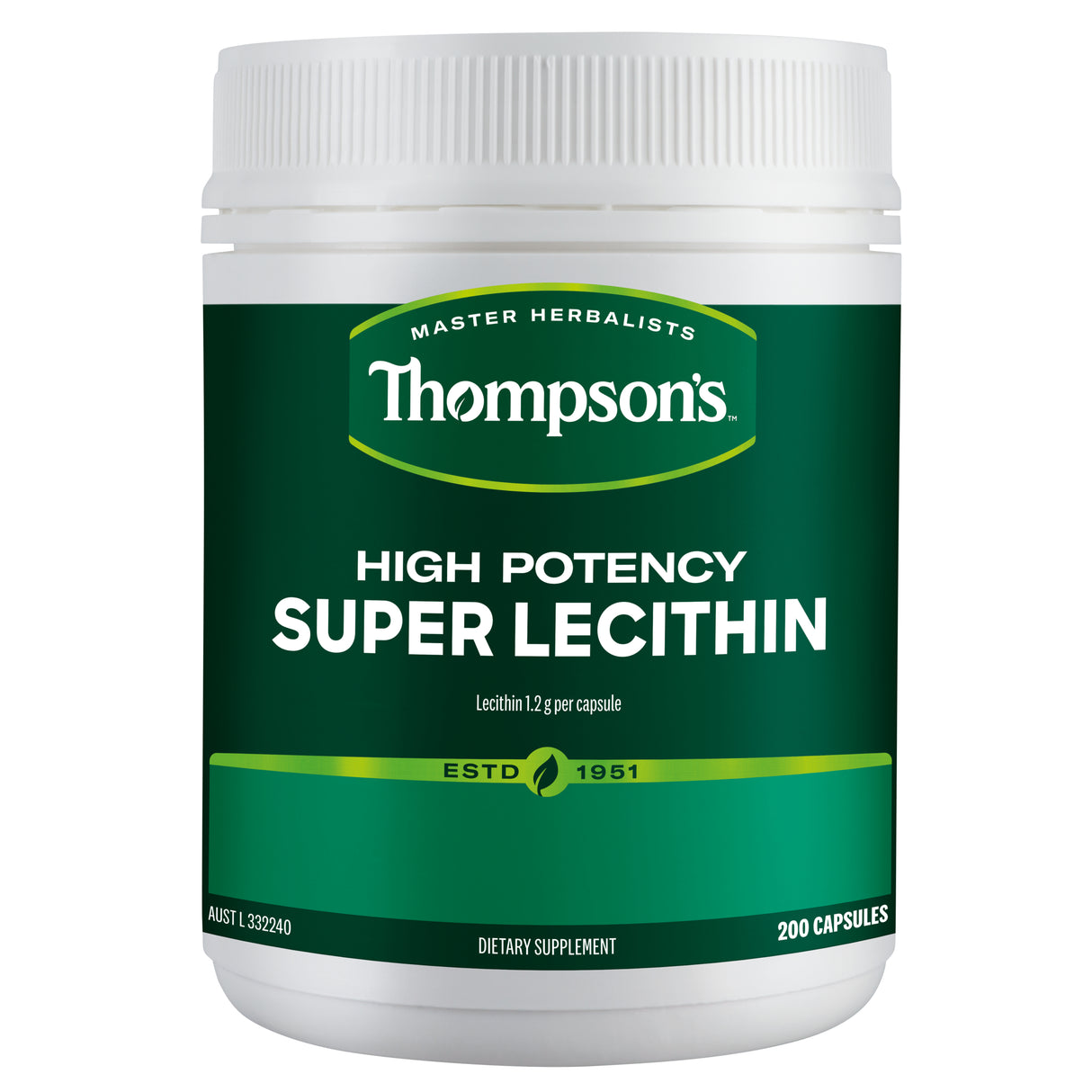 Thompson's High Potency Super LecithinDigestive Health Supplement 1200mg 200s