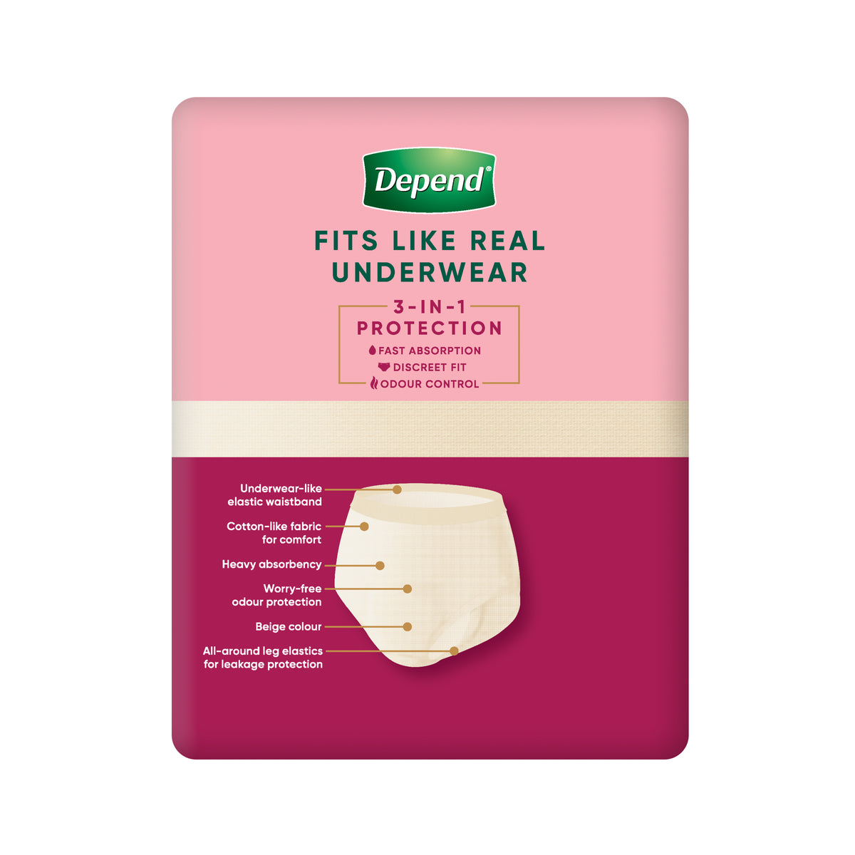 Depend Real Fit Incontinence Underwear Regular Women Large 8 Pack