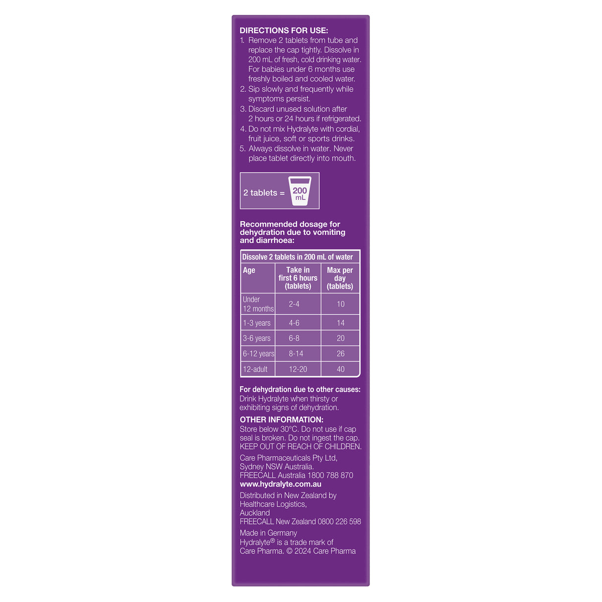 Hydralyte Electrolyte Tablets Apple & BlackCurrant 20s