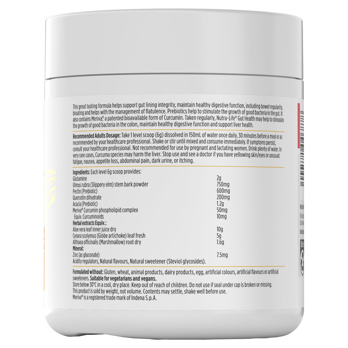NutraLife Gut Health Digestive Supplement 180 g Mango Orange