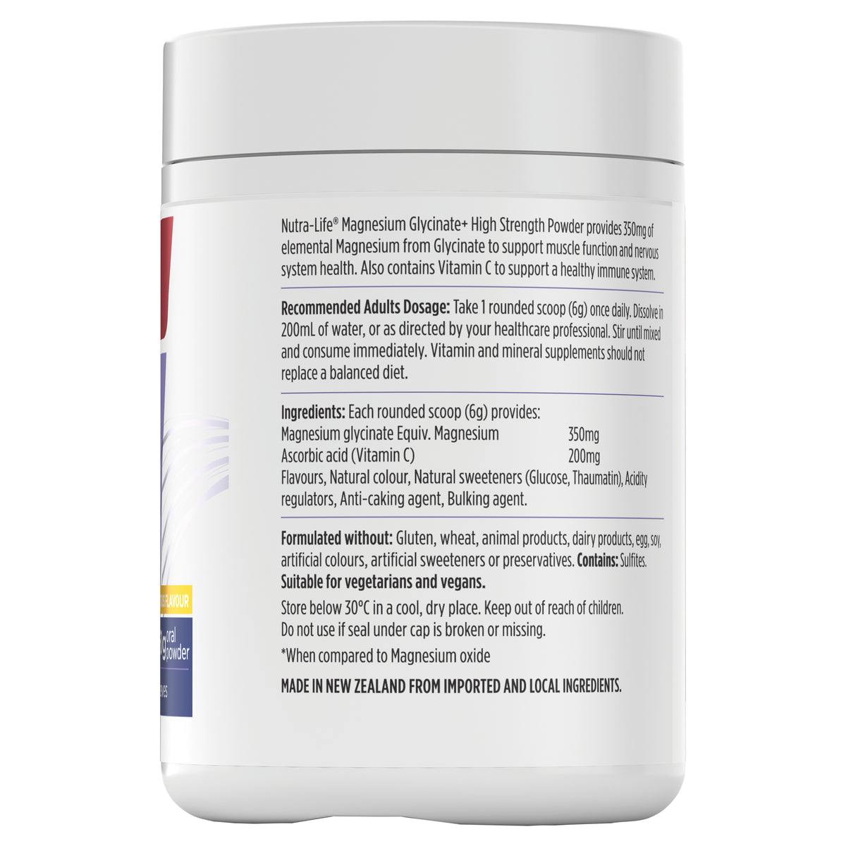 NutraLife Magnesium Glycinate+ HS Powder Citrus 360g