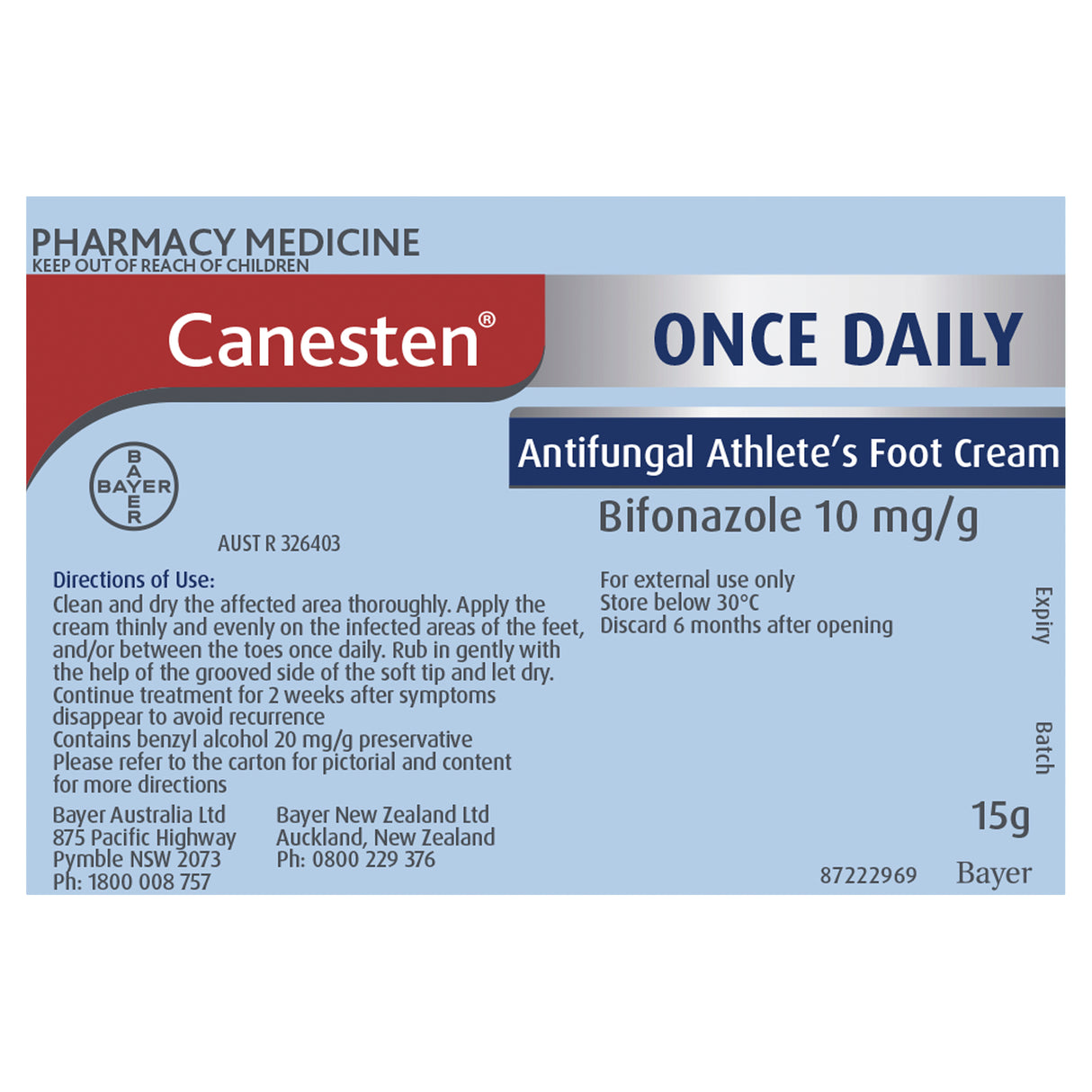 Canesten Once Daily Anti-fungal Athlete's Foot Cream with CanesTouch Applicator 15g