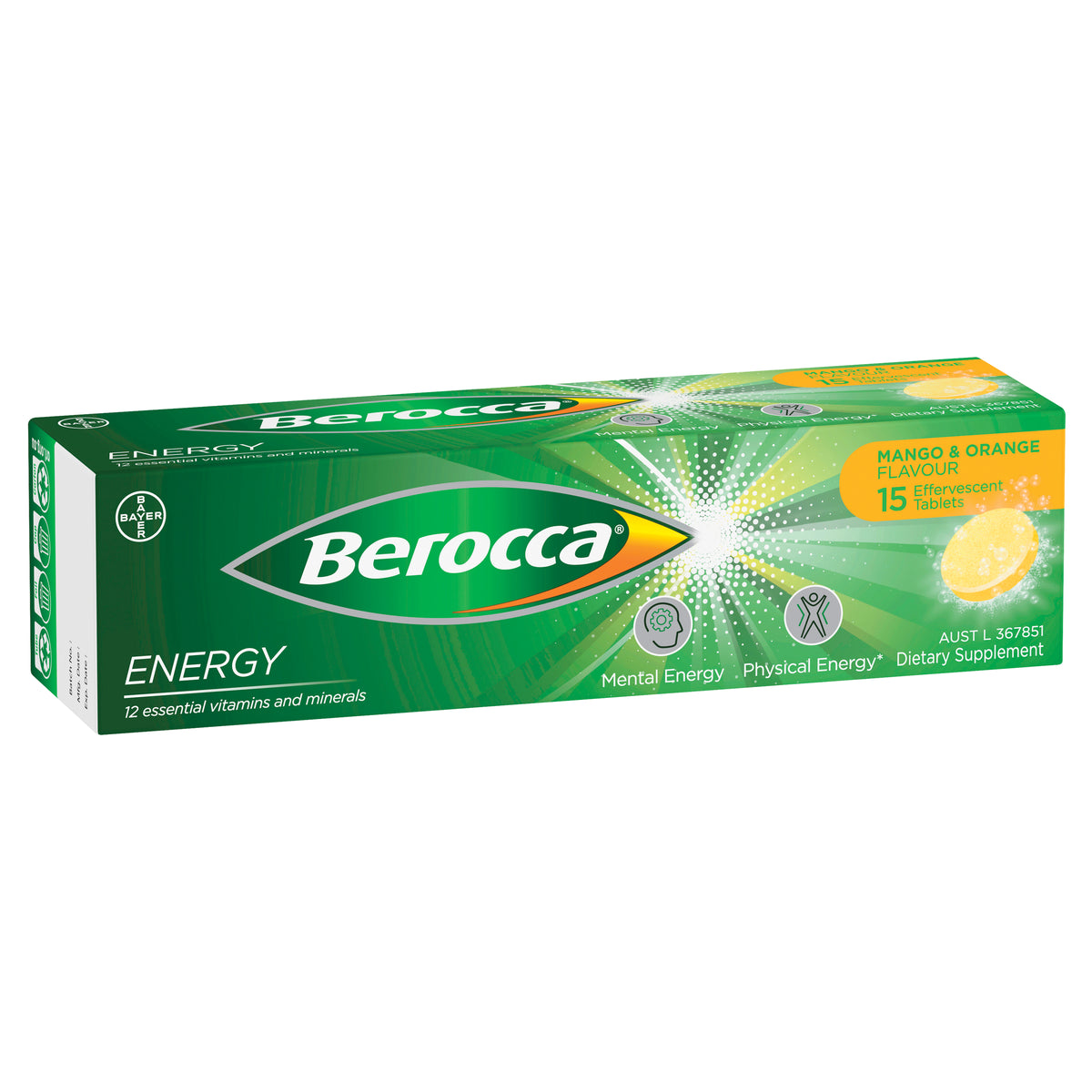 BEROCCA Energy Mango and Orange 15s