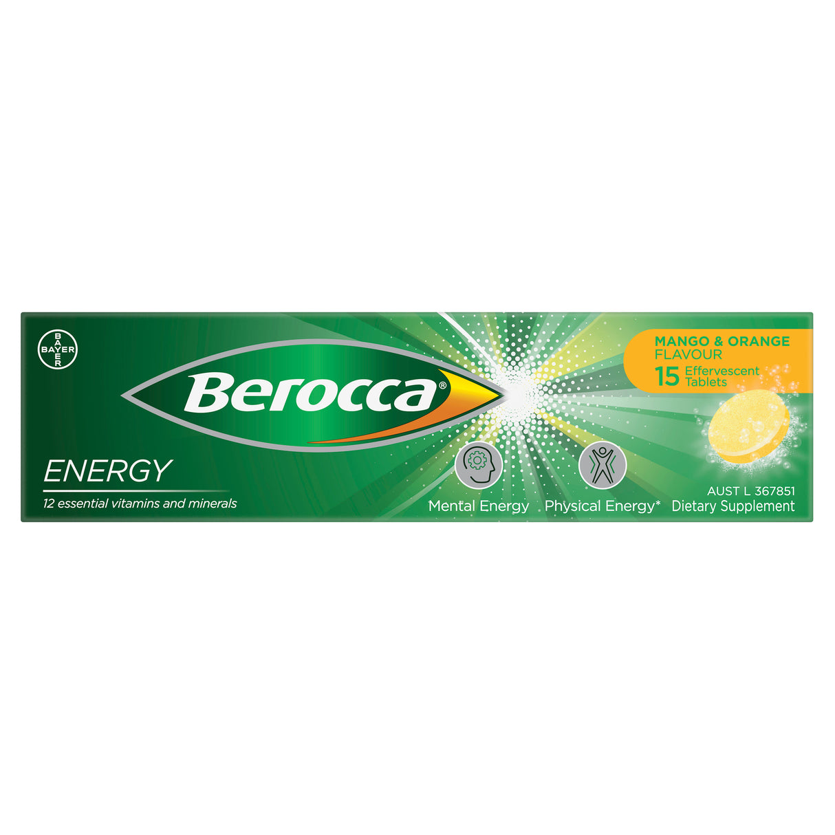 BEROCCA Energy Mango and Orange 15s