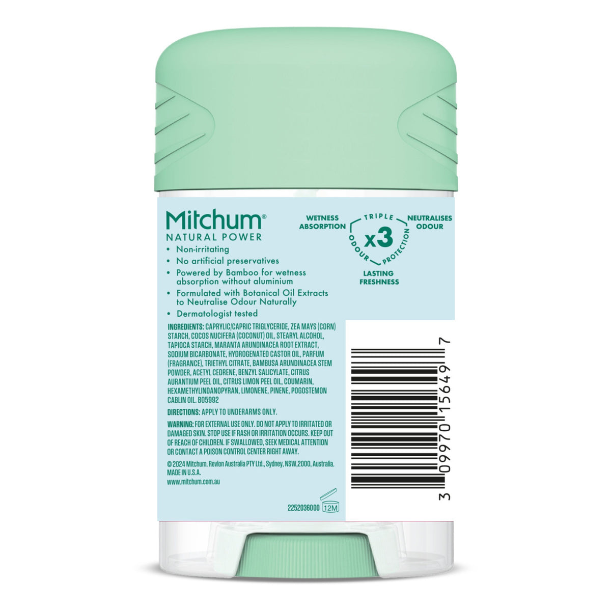 Mitchum Natural Power Bamboo Powder Deodorant Coconut 40g