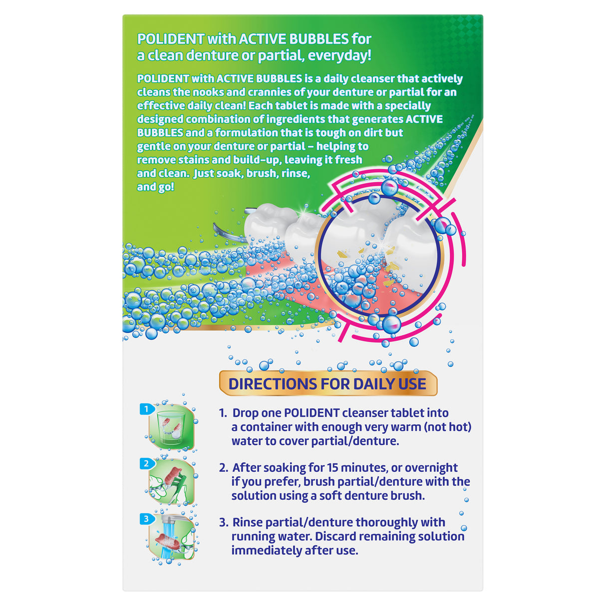 Polident Whitening Daily Cleanser for Dentures 36 Tablets