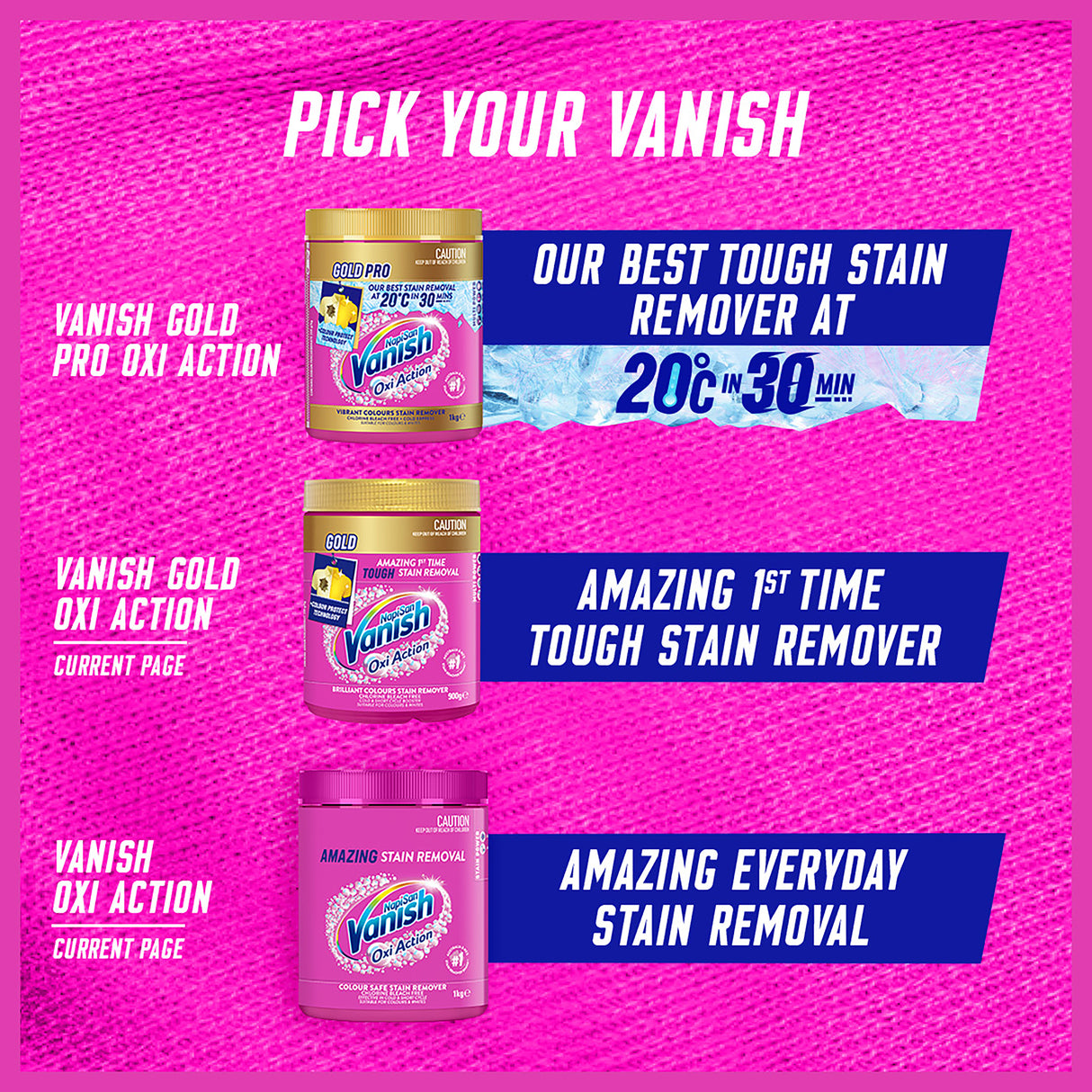 Vanish NapiSan Oxi Action Stain Remover Powder 1kg