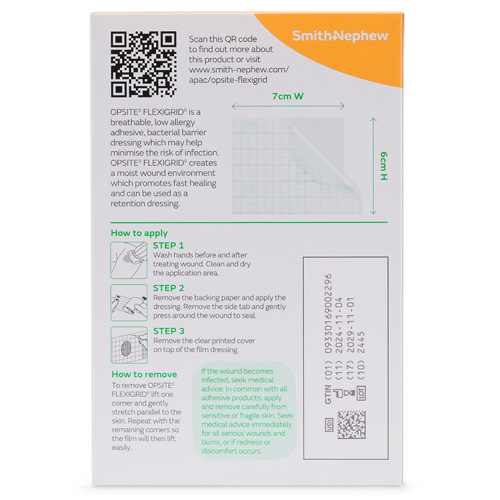 OPSITE Flexigrid Dressing 6 x 7cm 5/pk