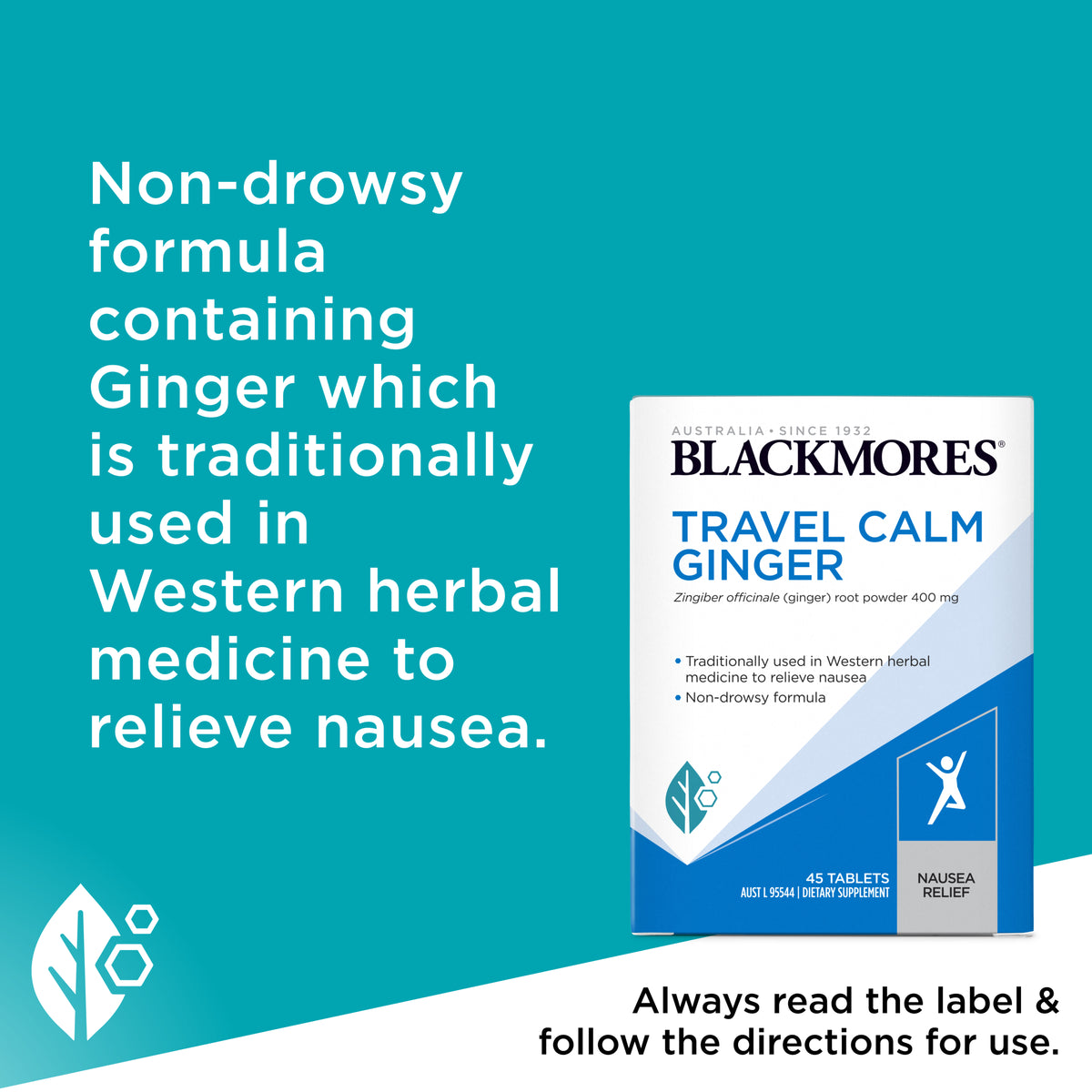 Blackmores Travel Calm Ginger 45 Tablets
