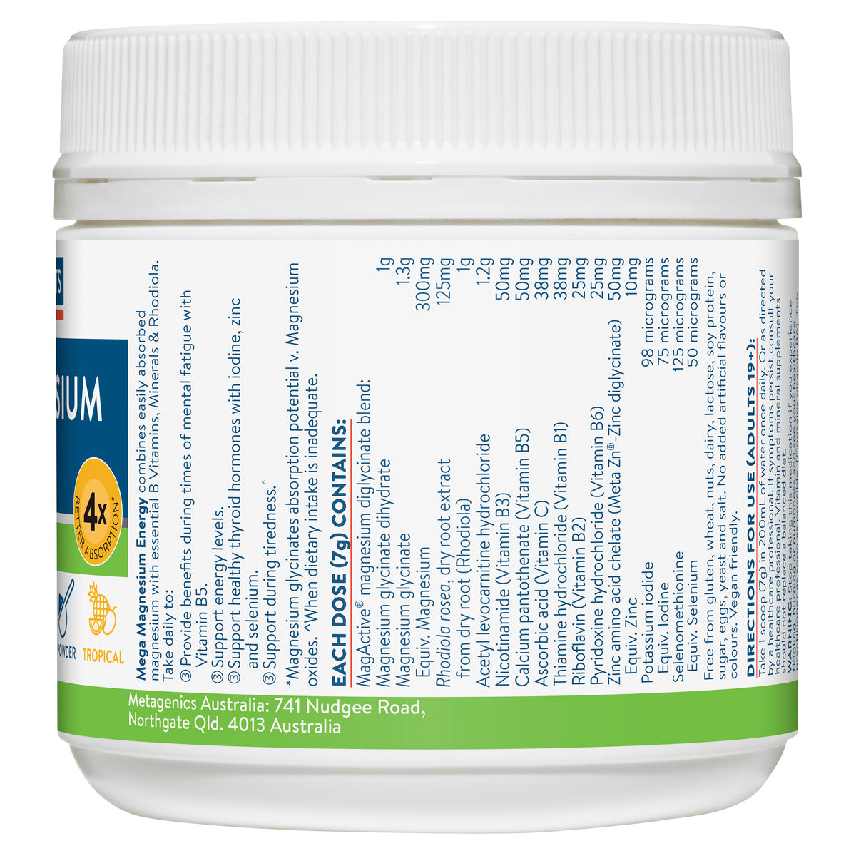 Ethical Nutrients Mega Magnesium Energy 140g