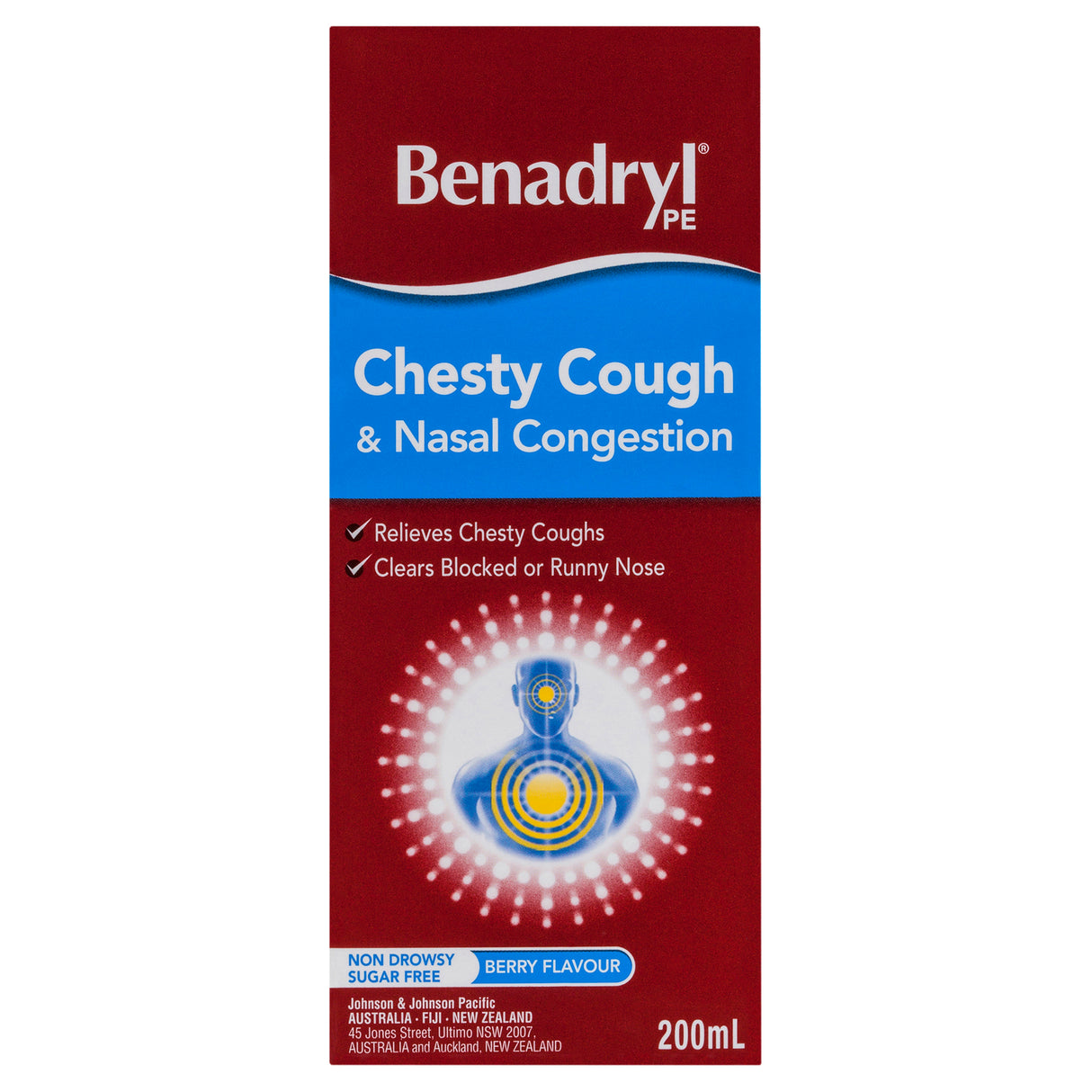 Benadryl PE Chesty Cough and Nasal Congestion Medicine 200 mL