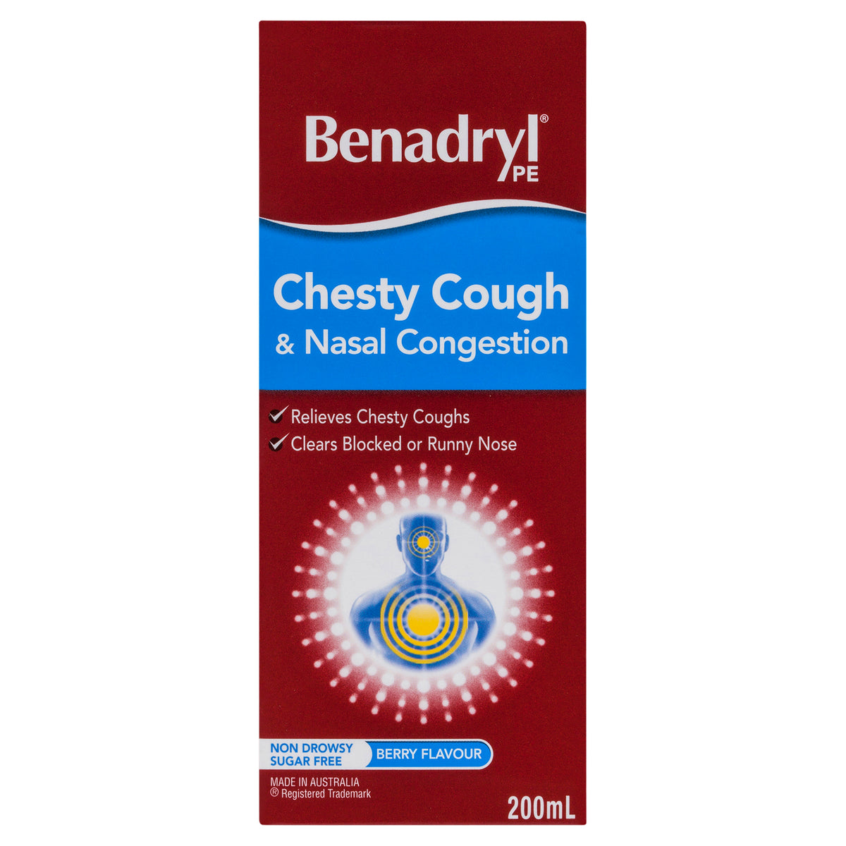 Benadryl PE Chesty Cough and Nasal Congestion Medicine 200 mL