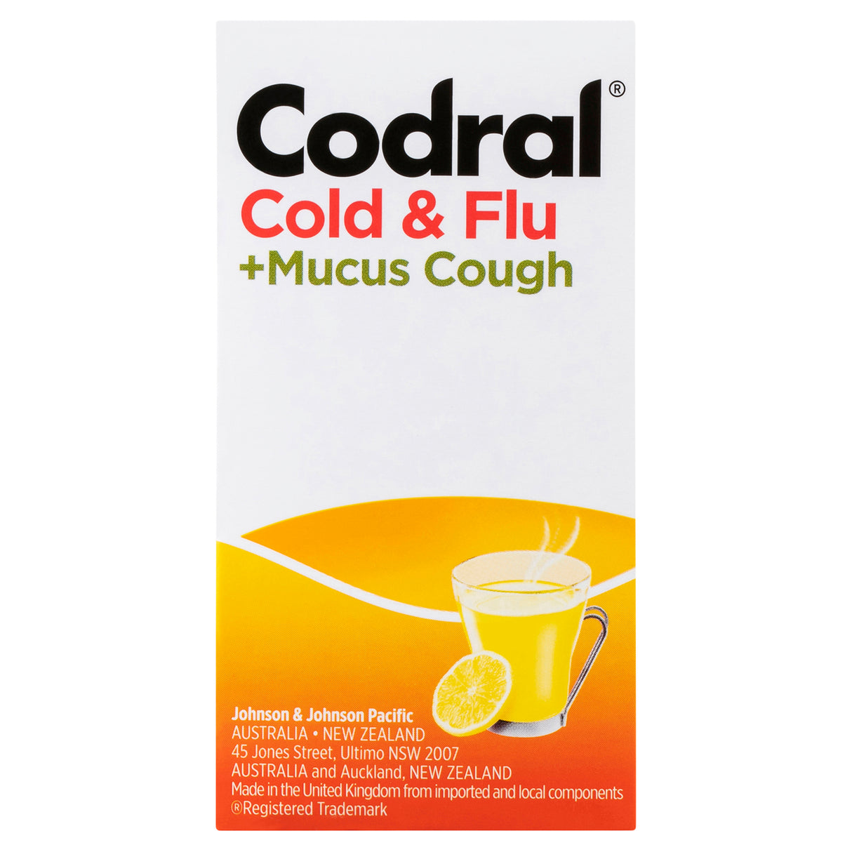Codral Cold & Flu + Mucus Cough Max Strength Hot Drink Oral Powder Lemon 10 Pack