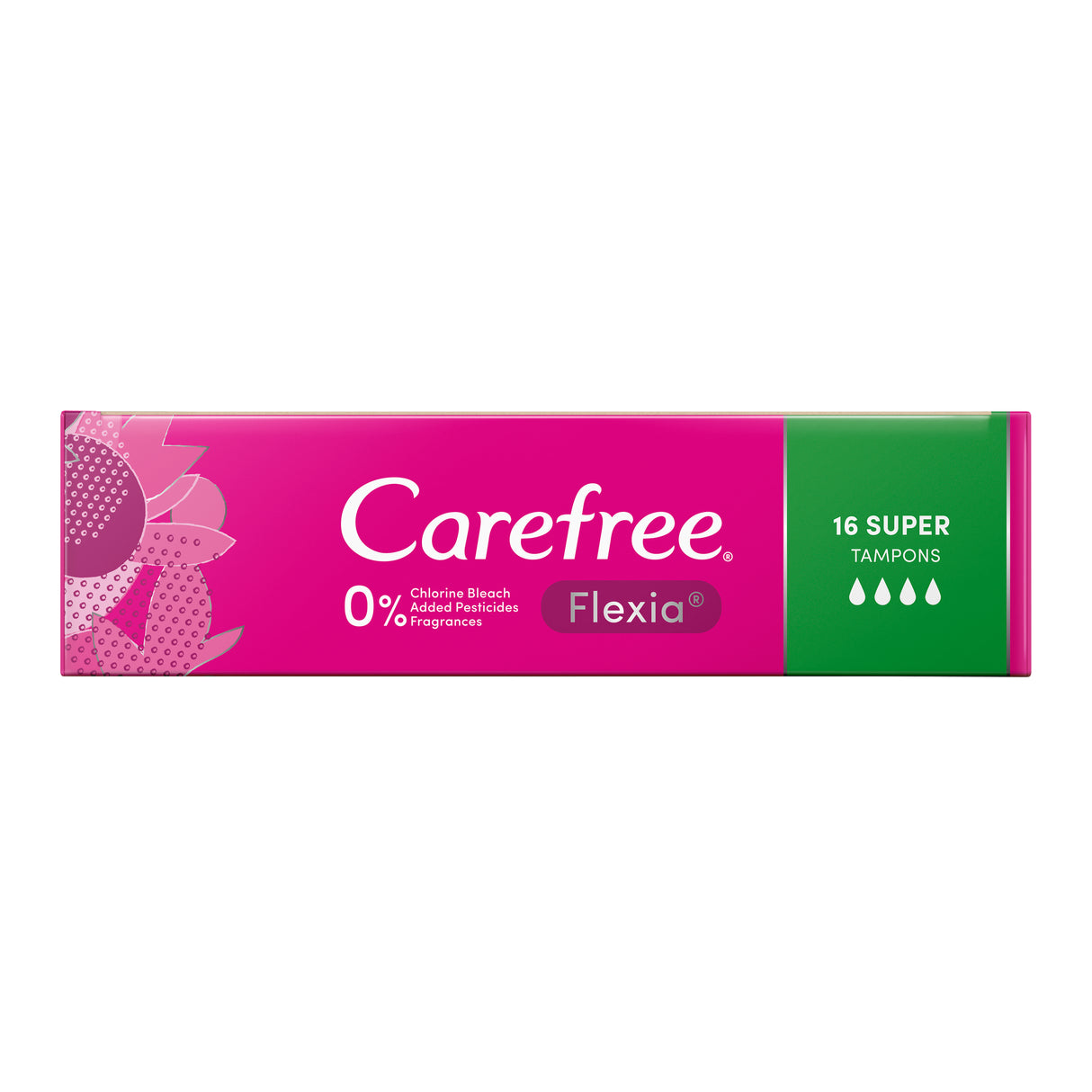 Carefree Flexia Fragrance Free Super Tampons With Wings 16 Pack